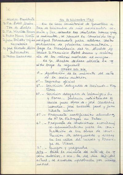 Actes de la Comissió Municipal Permanent, 13/12/1963, Sessió ordinària [Acta]