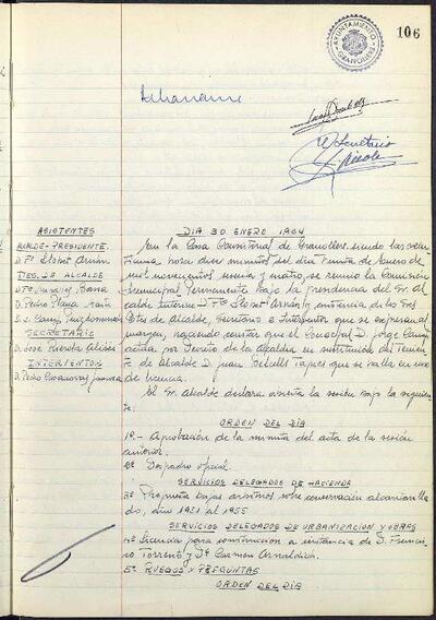 Actes de la Comissió Municipal Permanent, 30/1/1964, Sessió ordinària [Minutes]