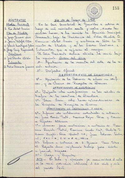 Actes de la Comissió Municipal Permanent, 14/5/1964, Sessió ordinària [Acta]