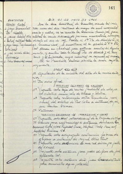 Actes de la Comissió Municipal Permanent, 21/5/1964, Sessió ordinària [Acta]