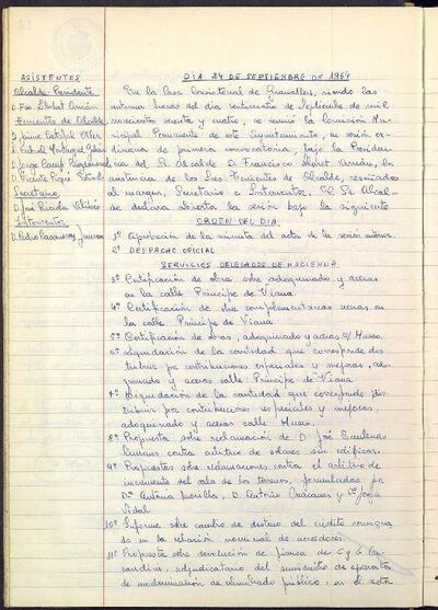 Actes de la Comissió Municipal Permanent, 24/9/1964, Sessió ordinària [Minutes]