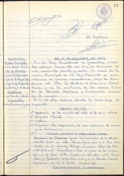 Actes de la Comissió Municipal Permanent, 10/12/1964, Sessió ordinària [Acta]