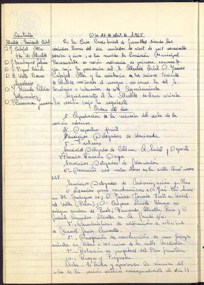 Actes de la Comissió Municipal Permanent, 22/4/1965, Sessió ordinària [Acta]