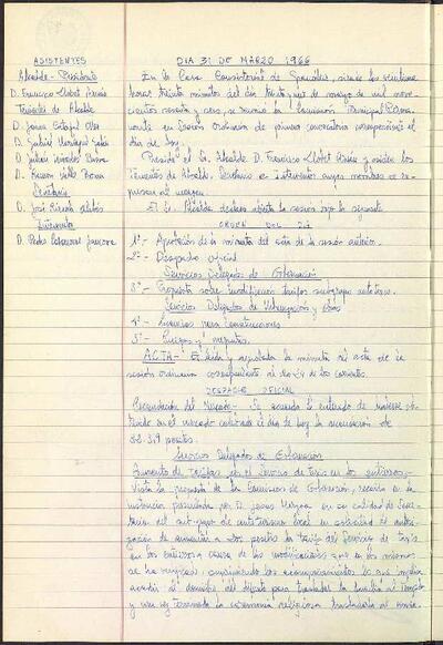 Actes de la Comissió Municipal Permanent, 31/3/1966, Sessió ordinària [Minutes]