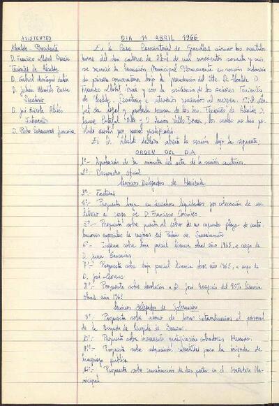 Actes de la Comissió Municipal Permanent, 14/4/1966, Sessió ordinària [Acta]