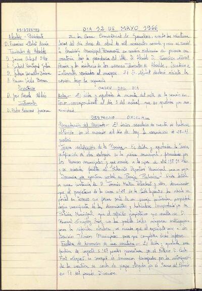 Actes de la Comissió Municipal Permanent, 12/5/1966, Sessió ordinària [Acta]