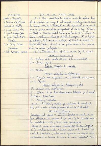 Actes de la Comissió Municipal Permanent, 26/5/1966, Sessió ordinària [Acta]