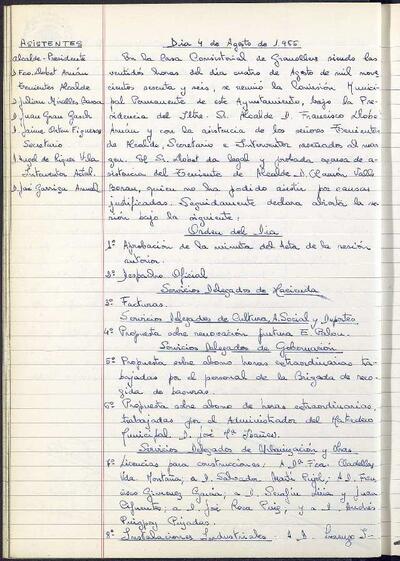 Actes de la Comissió Municipal Permanent, 4/8/1966, Sessió ordinària [Acta]