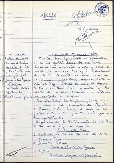 Actes de la Comissió Municipal Permanent, 29/12/1966, Sessió ordinària [Acta]