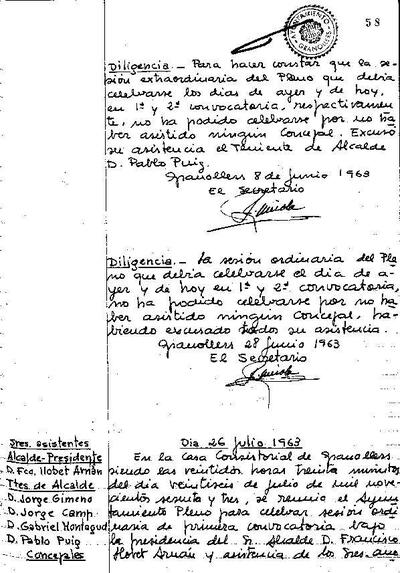 Actes del Ple Municipal, 8/6/1963, Diligència [Minutes]