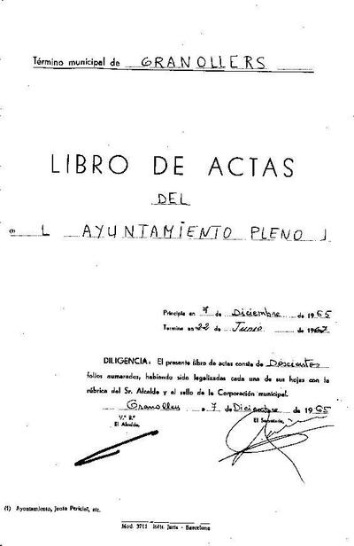 Actes del Ple Municipal, 7/12/1965, Diligència [Minutes]