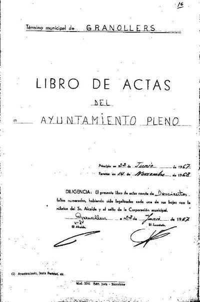 Actes del Ple Municipal, 22/6/1967, Diligència [Acta]