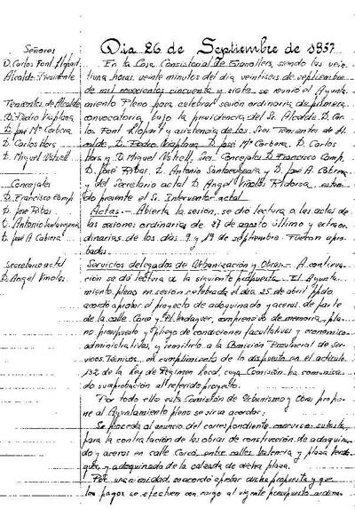 Actes del Ple Municipal, 26/9/1957, Sessió ordinària [Acta]