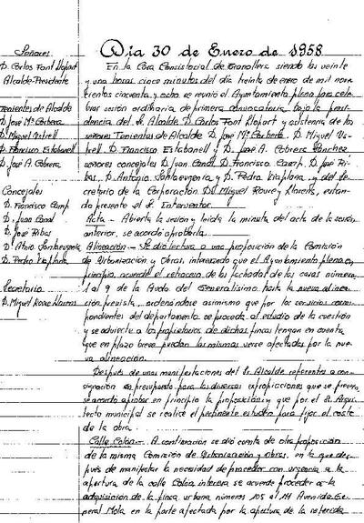 Actes del Ple Municipal, 30/1/1958, Sessió ordinària [Acta]