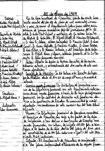 Actes del Ple Municipal, 25/6/1959, Sessió ordinària [Acta]