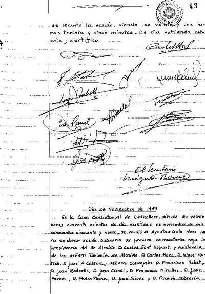 Actes del Ple Municipal, 26/11/1959, Sessió ordinària [Acta]