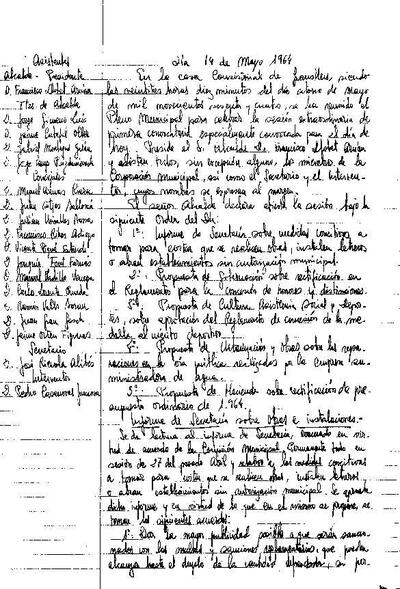 Actes del Ple Municipal, 14/5/1964, Sessió ordinària [Acta]