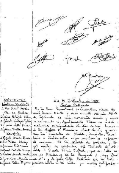 Actes del Ple Municipal, 30/9/1965, Sessió ordinària [Minutes]