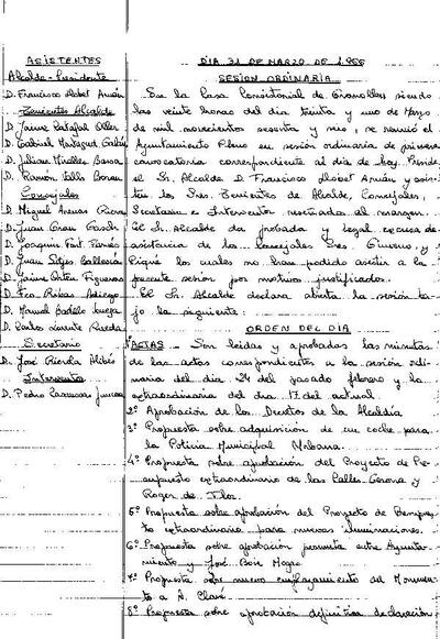 Actes del Ple Municipal, 31/3/1966, Sessió ordinària [Minutes]