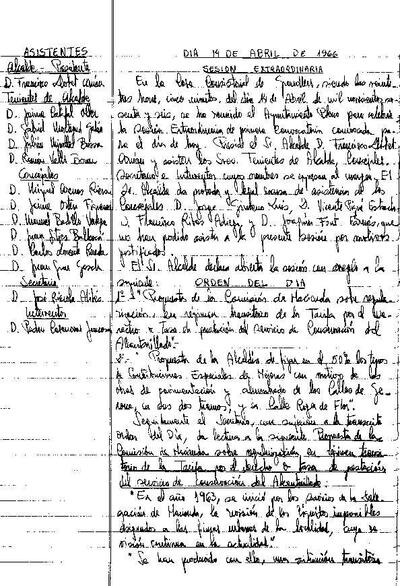 Actes del Ple Municipal, 14/4/1966, Sessió ordinària [Acta]