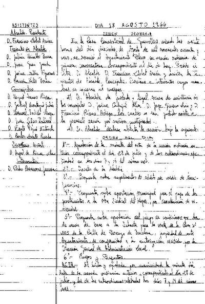 Actes del Ple Municipal, 18/8/1966, Sessió ordinària [Acta]