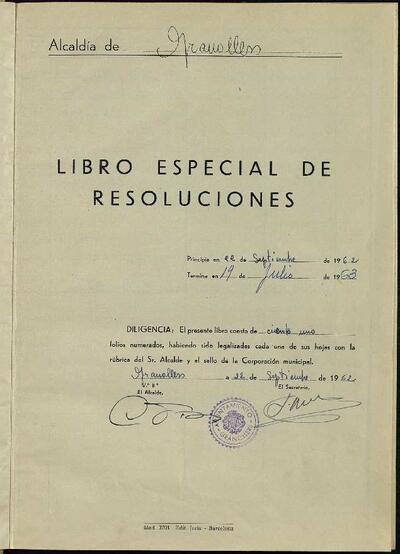 Decrets i Resolucions, 22/9/1962, Diligència [Minutes]