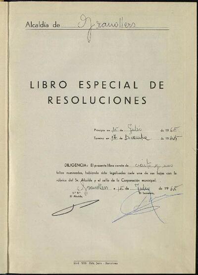 Decrets i Resolucions, 15/7/1965, Diligència [Minutes]