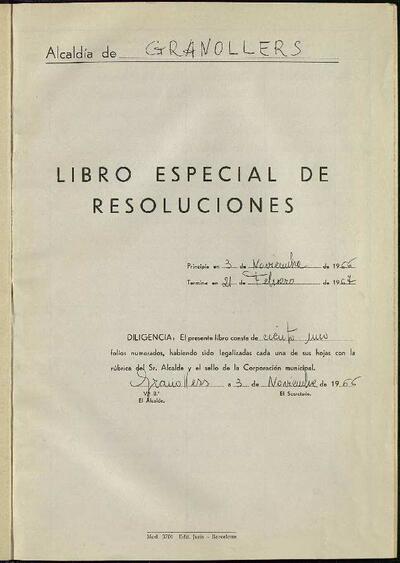 Decrets i Resolucions, 3/11/1966, Diligència [Acta]