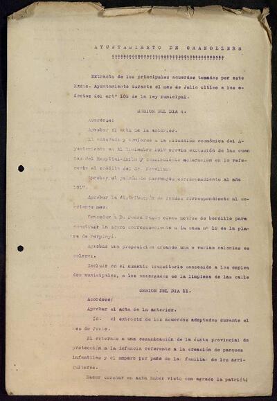 Extractes d'acords del ple, 7/1918, Sessió ordinària [Minutes]