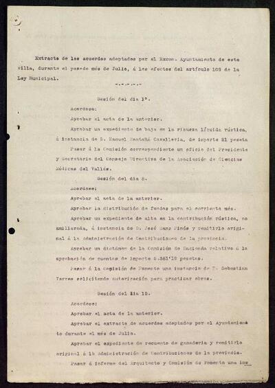 Extractes d'acords del ple, 7/1920, Sessió ordinària [Minutes]
