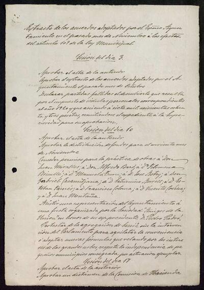 Extractes d'acords del ple, 11/1921, Sessió ordinària [Minutes]