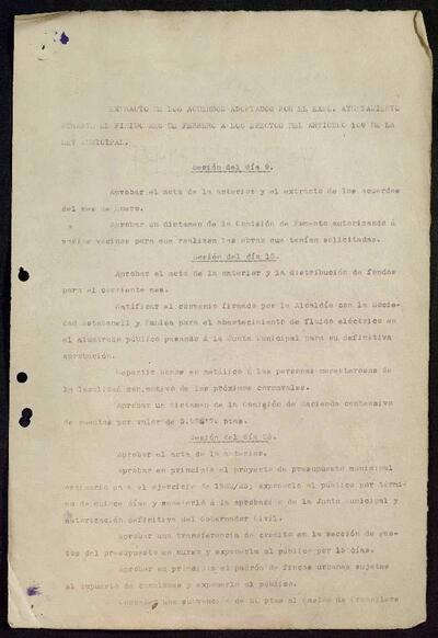 Extractes d'acords del ple, 2/1922, Sessió ordinària [Minutes]