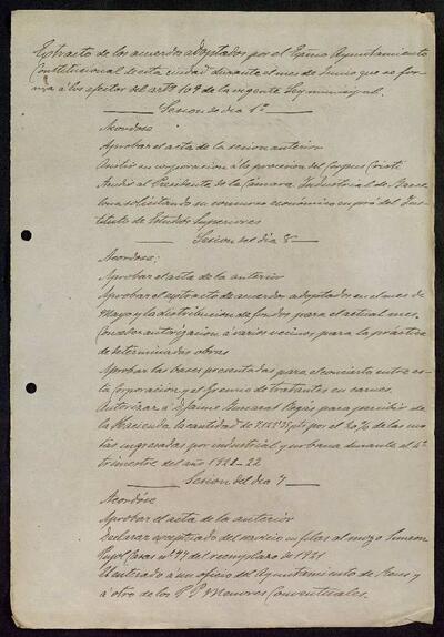 Extractes d'acords del ple, 6/1922, Sessió ordinària [Minutes]