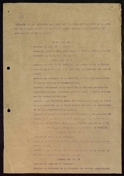 Extractes d'acords del ple, 8/1923, Sessió ordinària [Minutes]