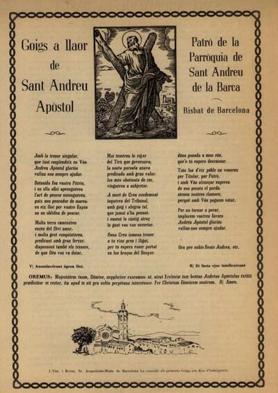 Andreu Apòstol, Goigs a llaor de Sant [Document]