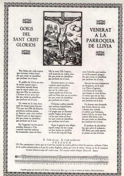 Crist gloriós venerat a la parròquia de Llívia, Goigs del Sant [Document]