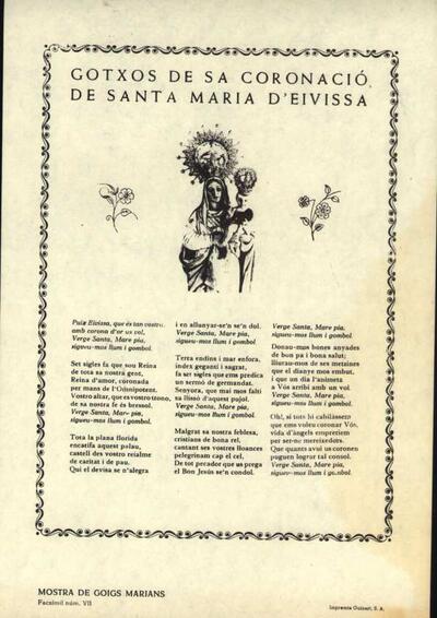 Eivissa, Gotxos de sa Coronació de Santa Maria d' [Document]