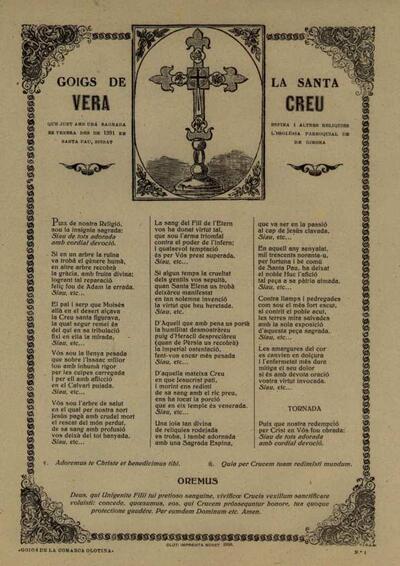 Creu, Goigs de la Santa Vera [Document]