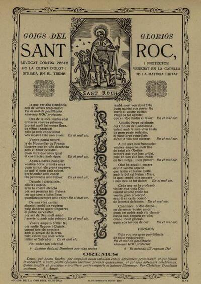 Roc, goigs del Gloriós Sant. Capella de Sant Roc [Document]