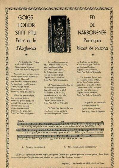 Pau Narbonense, Goigs en honor de Sant [Document]