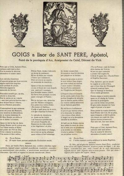 Pere Apòstol, Goigs a llaor de Sant. Parròquia de Parròquia de l'Ars o Sant Pesselàs [Document]