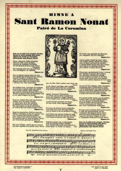 Ramon Nonat, Himne a Sant. Parròquia de La Coromina [Document]