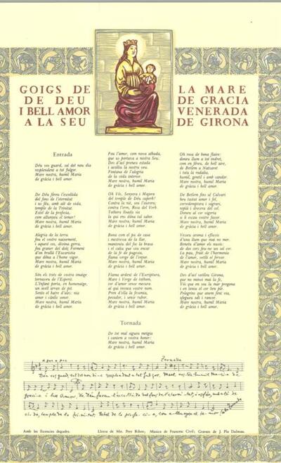 Gràcia i Bell Amor, Goigs de la Mare de Déu de. Parròquia de Seu de Girona [Document]
