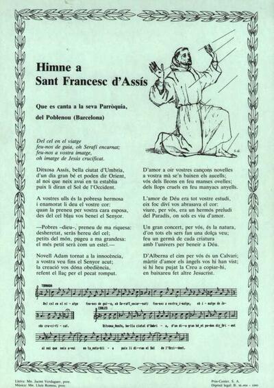 Francesc d'Assís, Himne a Sant. Església del Poblenou [Documento]