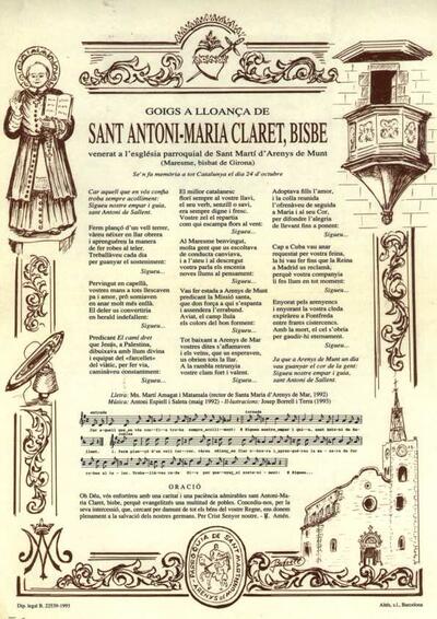 Antoni-Maria Claret, Goigs a lloança de Sant [Document]