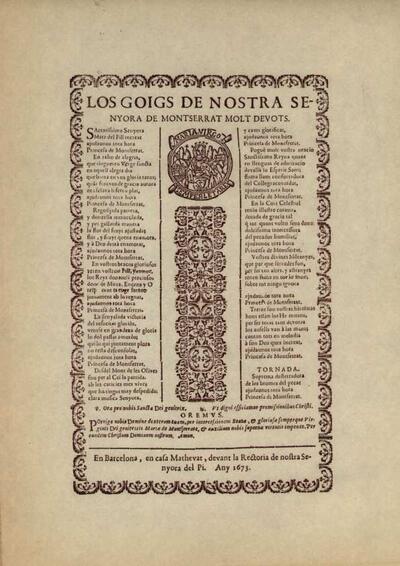 Montserrat, Los goigs de Nostra Senyora de [Document]