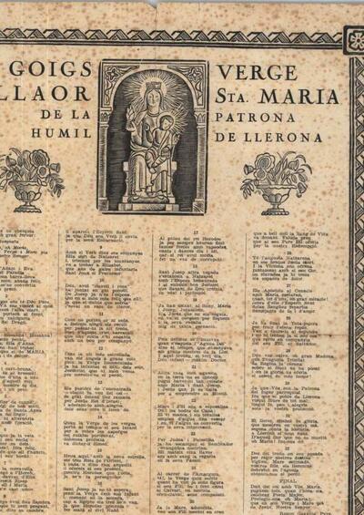 Maria, Goigs a llaor de la humil Verge Santa. Església parroquial de Santa Maria de Llerona [Document]