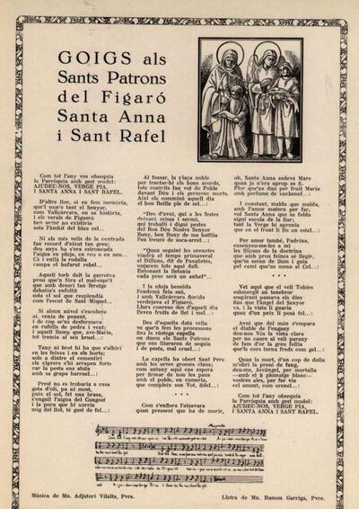 Anna i Sant Rafel, Goigs als Sants Patrons del Figaró Santa [Document]
