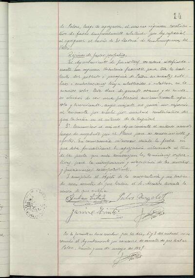 1.1. Òrgans bàsics de govern: Actes de la Comissió Municipal Permanent de Palou, 1/5/1927, Diligència [Acta]