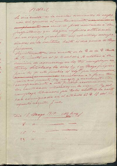 1.1. Òrgans bàsics de govern: Actes del Ple Municipal de Palou, 12/4/1910, Sessió ordinària [Minutes]